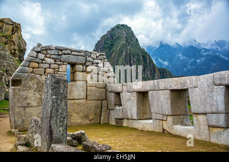 Komplizierte Inka Mauerwerk in Machu Picchu, Peru Stockfoto