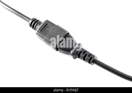 Black-Power-Kabel-Buchse isoliert auf weißem Hintergrund. Stockfoto