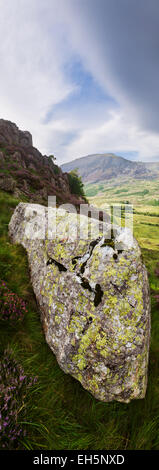 Der Blick vom Fuße des Berges Tryfan im Snowdonia National Park, Wales. Stockfoto