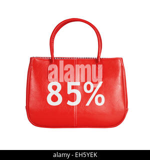Fünfundachtzig Prozent Verkauf Tasche. Gestalterisches Element isoliert auf weißem Hintergrund mit Beschneidungspfad Stockfoto