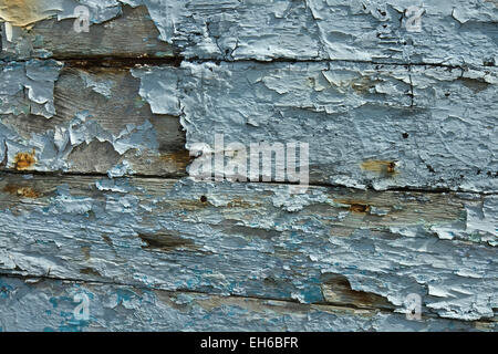 Hautnah auf den Rumpf von einem alten Fischerboot. Kann als Hintergrund verwendet werden Stockfoto