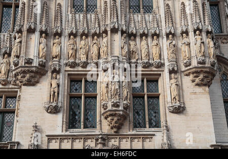 Details zur Hôtel de Ville de Bruxelles, Grand Place (Grote Markt), Brüssel, Belgien. Stockfoto