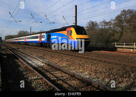 43064 East Midlands Trains Betriebsgesellschaft, Klasse 43 High Speed Diesel Train, East Coast Main Line Railway, Peterborough Stockfoto