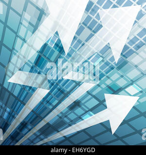 Abstrakte Darstellung mit fliegenden Pfeile als Metapher für neue Ideen Stockfoto