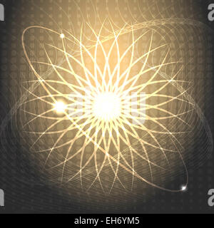 Darstellung des Sonnensystems mit Sonne und Planeten im mittelalterlichen astrologische Buch Stil mit Halbton Muster gezeichnet Stockfoto