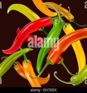 Nahtlose Paprika Muster mit Farbverlauf Maschen im realistischen Stil gezeichnet Stockfoto