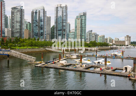 Wasserflugzeug Docks am Coal Harbour, Vancouver, BC, Kanada.  Flughafen Vancouver Harbour Wasser Stockfoto