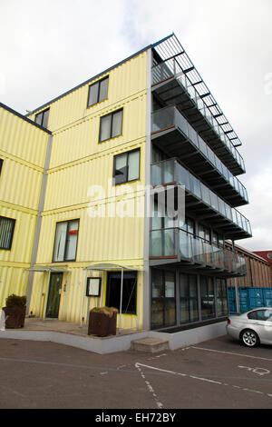 Containerstadt, Trinity Boje Kai, Tower Hamlets, London, England, Vereinigtes Königreich. Stockfoto