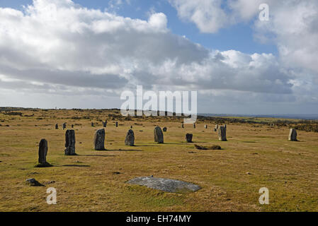 Die Hurlers Stone Kreise in der Nähe von Schergen, Cornwall Stockfoto