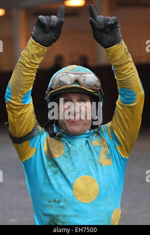 Jamaica, New York, USA. 7. März 2015. 7. März 2015: El Kabeir mit c.c. Lopez gewinnt den 63. Ablauf der Klasse III Gotham Stakes für 3 - jährige, gehen 1 1/16 Meile am Aquädukt Racetrack. Trainer: John Terranova. Besitzer: Zayat Stables. Sue Kawczynski/ESW/CSM/Alamy Live-Nachrichten Stockfoto