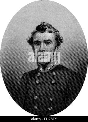 Gravur der konföderierten General Braxton Bragg (22. März 1817 – 27. September 1876), ein Berufsoffizier der United States Army und t Stockfoto