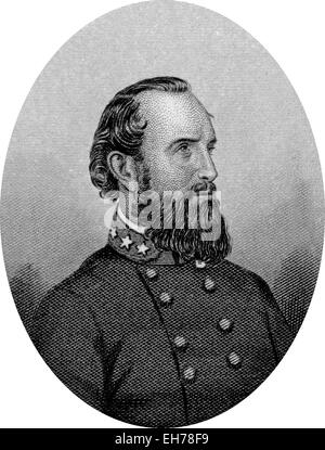 Gravur von Konföderierten Lieutenant General Thomas Jonathan "Stonewall" Jackson (21. Januar 1824 – 10. Mai 1863), eines der b Stockfoto