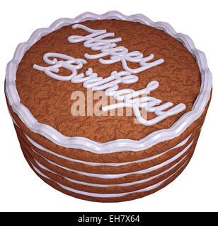 Alles Gute zum Geburtstag: Kuchen mit Grußwort isoliert auf weiss Stockfoto