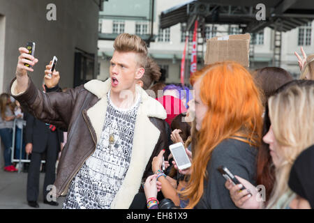 Die Vamps bei BBC Radio 1 Studios Featuring: The Vamps wo: London, Vereinigtes Königreich bei: 04 Sep 2014 Stockfoto