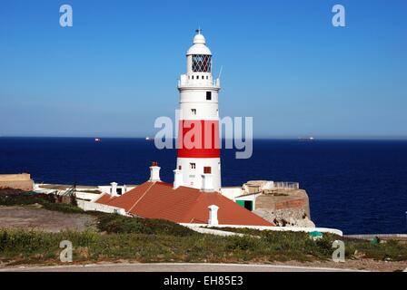 Europa Punkt Leuchtturm, Gibraltar, Großbritannien, Westeuropa. Stockfoto