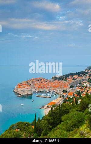 Erhöhten Blick über Stari Grad (Altstadt), UNESCO-Weltkulturerbe, Dubrovnik, Dalmatien, Kroatien, Europa Stockfoto