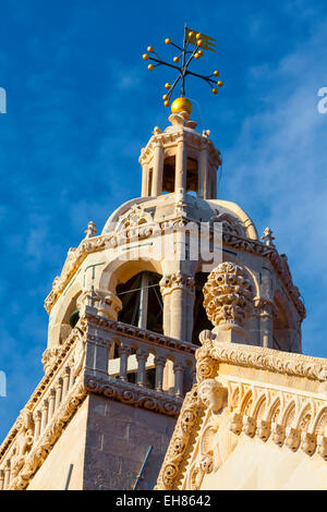 Glockenturm der St. Marko, Stari Grad (alte Stadt), Stadt Korcula, Korcula, Dalmatien, Kroatien, Europa Stockfoto