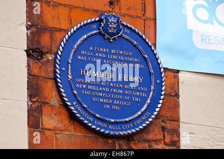 Historische Gedenktafel an die Humber Ferry Building, 1880, Kingston upon Hull East Riding, Yorkshire, England Stockfoto