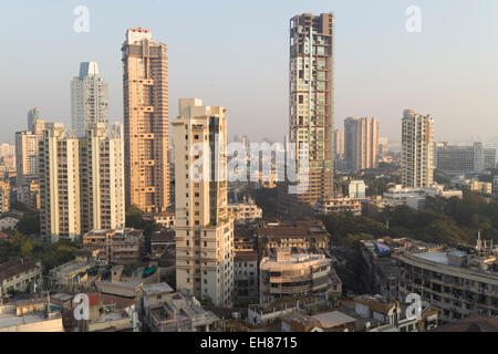 Skyline von Mumbai aus Malabar Hill, Mumbai, Maharashtra, Indien, Asien Stockfoto