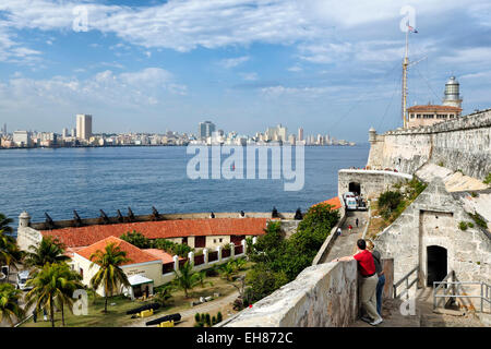 Leuchtturm, Castillo de Los Tres Reyes del Morro, Morro Castle, Havanna, Ciudad De La Habana, Kuba Stockfoto