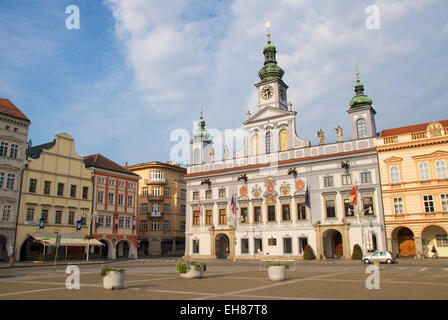 Rathaus, Premysla Otakar II Platz Namesti Premysla Otakar II., Budweis, České Budějovice, Tschechische Republik Stockfoto