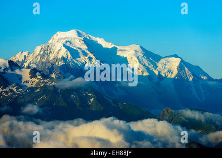 Blick auf Mont Blanc in Martigny, Valais, Schweizer Alpen, Schweiz, Frankreich, Europa Stockfoto