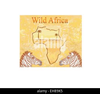 Zebra, handgezeichnete Skizze Illustration, Grunge Hintergrund Stock Vektor