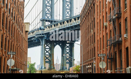 Manhattan Bridge Detail, New York, Vereinigte Staaten von Amerika, Nordamerika Stockfoto