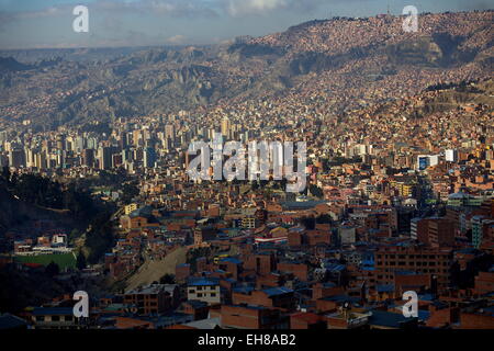 Blick über Stadt, La Paz, Bolivien, Südamerika Stockfoto