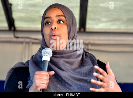 Fatima-Zahara Ibrahim - Klima-Aktivist und Campaigner, UK Youth Climate Coalition, Time To Act Klima März, Lond anlässlich Stockfoto