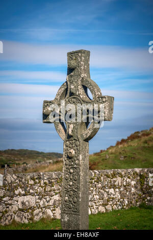 Alte Pfarrkirche von Kildalton, Kidalton High Cross, Islay, Argyll und Bute, Schottland, Vereinigtes Königreich, Europa Stockfoto