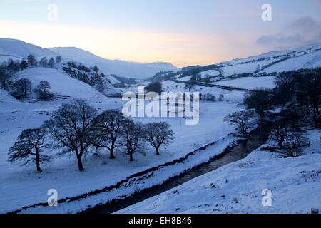 Schnee-Szene auf Snake Pass, Peak District National Park, Derbyshire, England, Vereinigtes Königreich, Europa Stockfoto