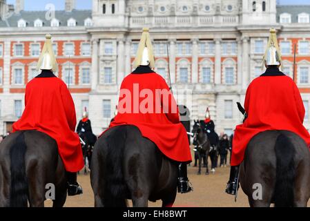 Die Leibgarde bei der Horse Guards Parade, London. Stockfoto