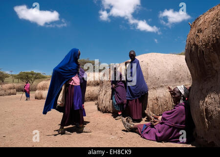 Massai-Frauen in der Ngorongoro Conservation Area im Krater Hochland von Tansania Ostafrika Stockfoto