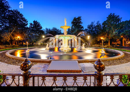 Savannah, Georgia, USA am Forsyth Park. Stockfoto