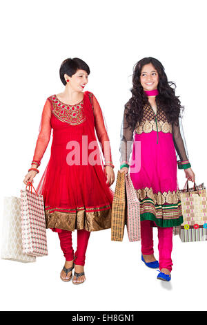 2 indische Mutter und Tochter Diwali Shopping Bag Stockfoto