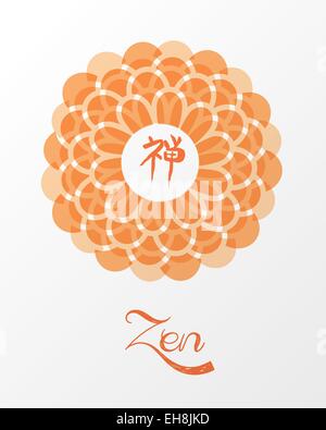Meditation Lotus Blume und Zen Kalligraphie Konzept Illustration. EPS10 Vektor. Stock Vektor