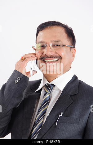 1 indische Geschäftsmann Handy im Gespräch Stockfoto