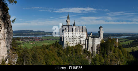 Neuschwanstein Castle Bavaria Bermany von oben, panorama Stockfoto