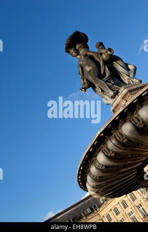 Brunnen "Les Trois Grazien" in Bordeaux, Frankreich Stockfoto