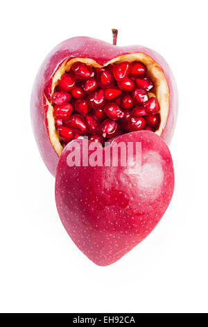 Granatapfel Obst Gesundheit Herz Form niemand Stockfoto