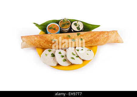 South Indian Dish Idli und Dosa Sambar niemand Stockfoto