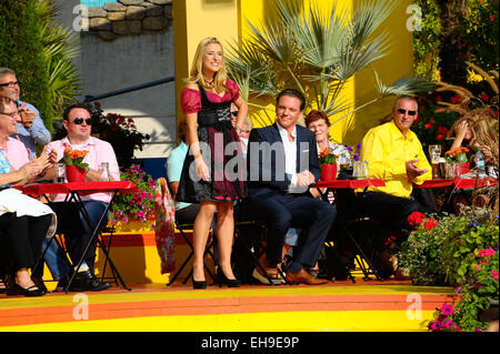 Aufnahme der ARD TV-Show "Immer Wieder Stefan" im Europapark Rust mit: Stefanie Hertel, Stefan Mross Where: Rust, Deutschland bei: 04 Sep 2014 Stockfoto