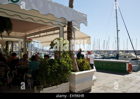 Puerto de Mogán Restaurant in der Marina, Gran Canaria, Kanarische Inseln, Spanien, Europa Stockfoto