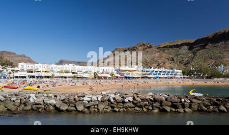 Puerto de Mogán Strand Übersicht, Gran Canaria, Kanarische Inseln, Spanien, Europa Stockfoto