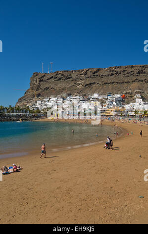 Puerto de Mogán Strand Übersicht, Gran Canaria, Kanarische Inseln, Spanien, Europa Stockfoto