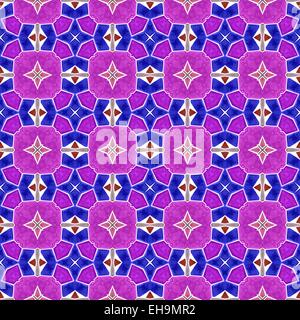 Abstrakte Kaleidoskop Hintergrund mit Sternformen in lila Farbe. Stockfoto