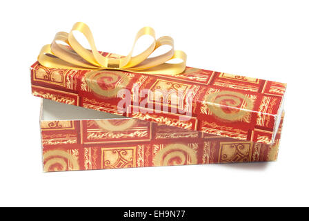 Offenen Geschenkbox isoliert auf weißem Hintergrund Stockfoto