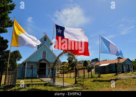 Historischen Holzkirche, gebaut von Jesuit, Chiloé, Chile Stockfoto