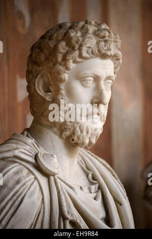 Rom. Italien. Büstenporträt des Roman Emperor Marcus Aurelius. Palazzo Altemps. Museo Nazionale Romano. Stockfoto